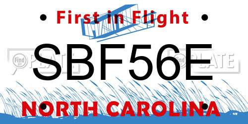 SBF56E North Carolina License Plate
