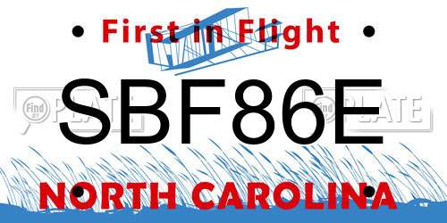 SBF86E North Carolina License Plate