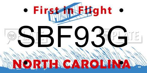 SBF93G North Carolina License Plate