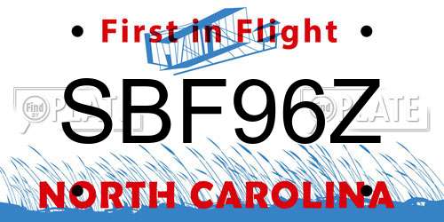 SBF96Z North Carolina License Plate