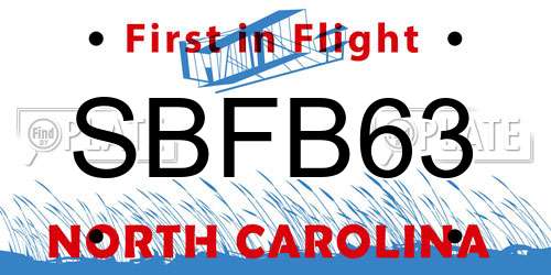 SBFB63 North Carolina License Plate