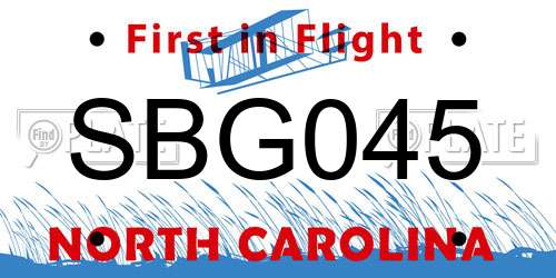 SBG045 North Carolina License Plate