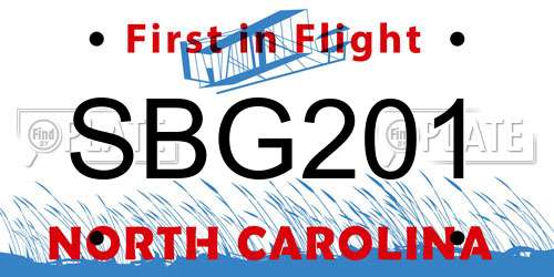 SBG201 North Carolina License Plate