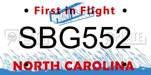 SBG552 North Carolina License Plate