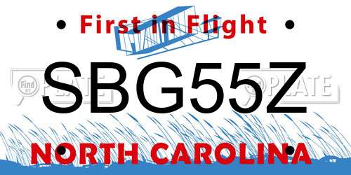 SBG55Z North Carolina License Plate