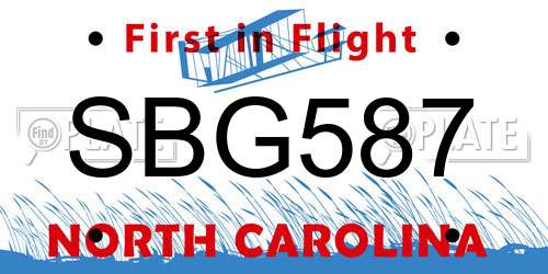 SBG587 North Carolina License Plate