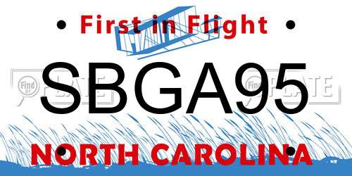 SBGA95 North Carolina License Plate