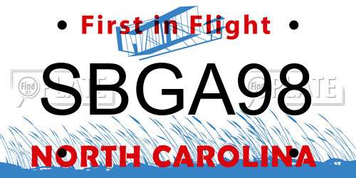 SBGA98 North Carolina License Plate