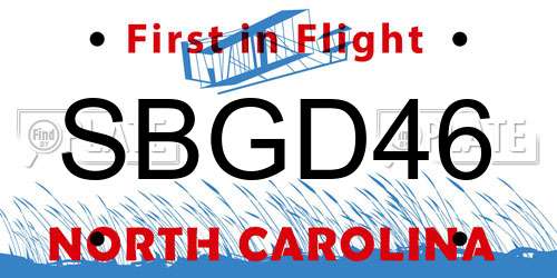 SBGD46 North Carolina License Plate
