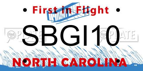 SBGI10 North Carolina License Plate