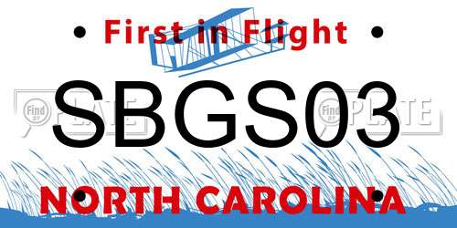 SBGS03 North Carolina License Plate