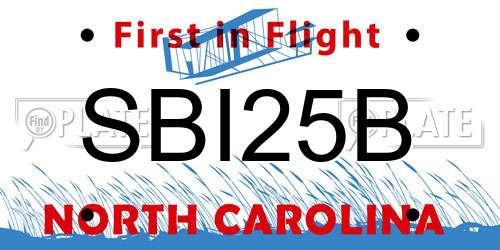 SBI25B North Carolina License Plate