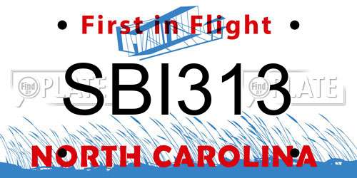 SBI313 North Carolina License Plate