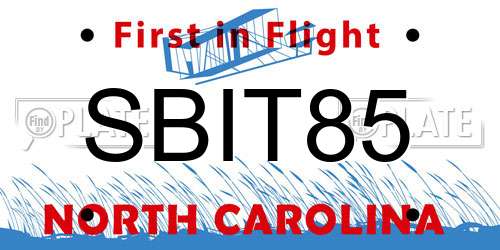 SBIT85 North Carolina License Plate