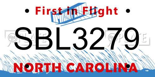 SBL3279 North Carolina License Plate