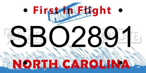SBO2891 North Carolina License Plate