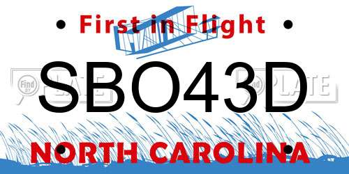 SBO43D North Carolina License Plate