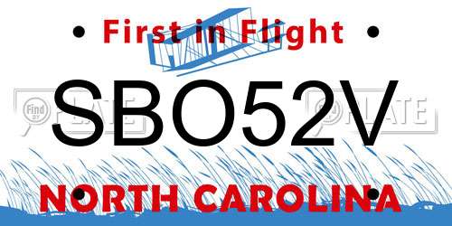 SBO52V North Carolina License Plate