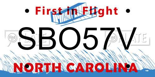 SBO57V North Carolina License Plate