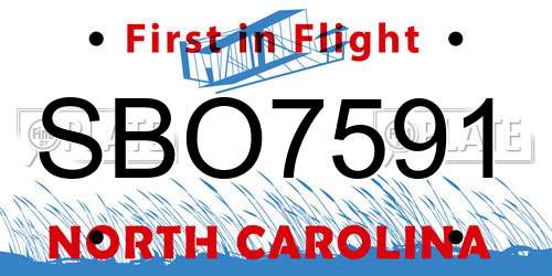 SBO7591 North Carolina License Plate