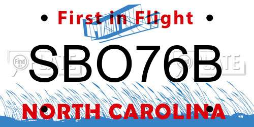 SBO76B North Carolina License Plate
