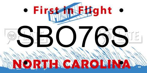 SBO76S North Carolina License Plate