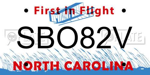 SBO82V North Carolina License Plate