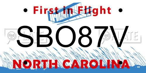 SBO87V North Carolina License Plate