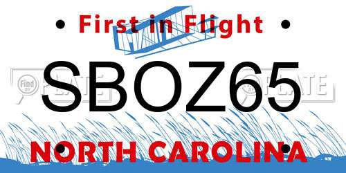 SBOZ65 North Carolina License Plate