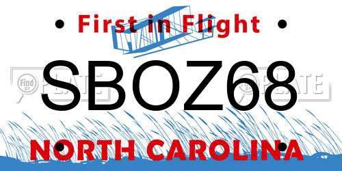 SBOZ68 North Carolina License Plate
