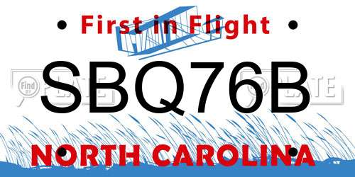 SBQ76B North Carolina License Plate