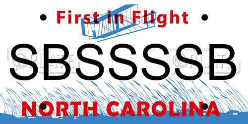 SBSSSSB North Carolina License Plate