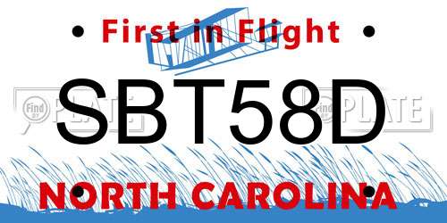 SBT58D North Carolina License Plate
