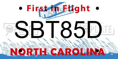 SBT85D North Carolina License Plate