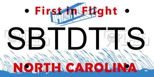 SBTDTTS North Carolina License Plate