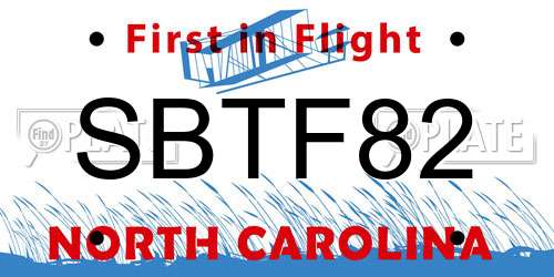 SBTF82 North Carolina License Plate