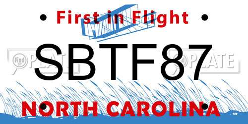 SBTF87 North Carolina License Plate