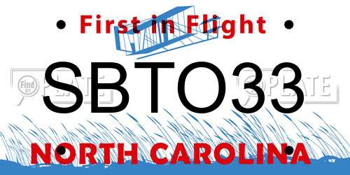 SBTO33 North Carolina License Plate