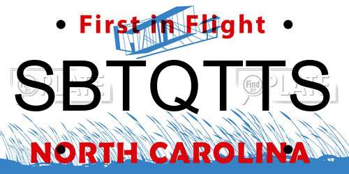 SBTQTTS North Carolina License Plate