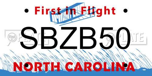 SBZB50 North Carolina License Plate