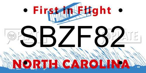 SBZF82 North Carolina License Plate