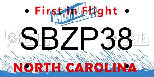 SBZP38 North Carolina License Plate