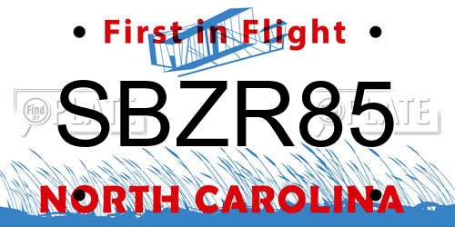 SBZR85 North Carolina License Plate
