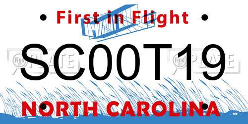 SC00T19 North Carolina License Plate