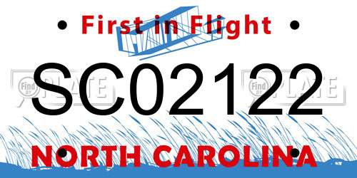 SC02122 North Carolina License Plate