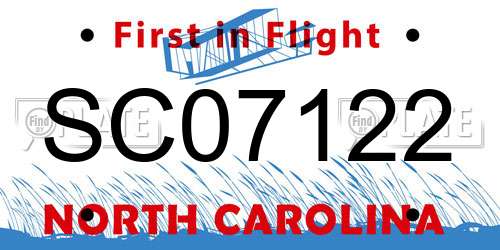 SC07122 North Carolina License Plate