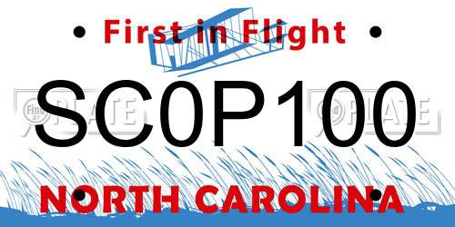 SC0P100 North Carolina License Plate