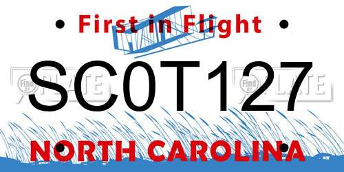 SC0T127 North Carolina License Plate