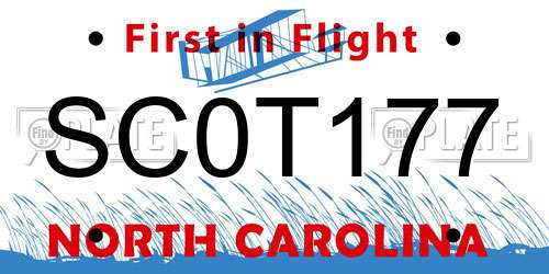 SC0T177 North Carolina License Plate