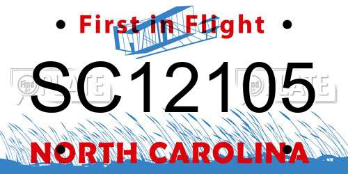 SC12105 North Carolina License Plate